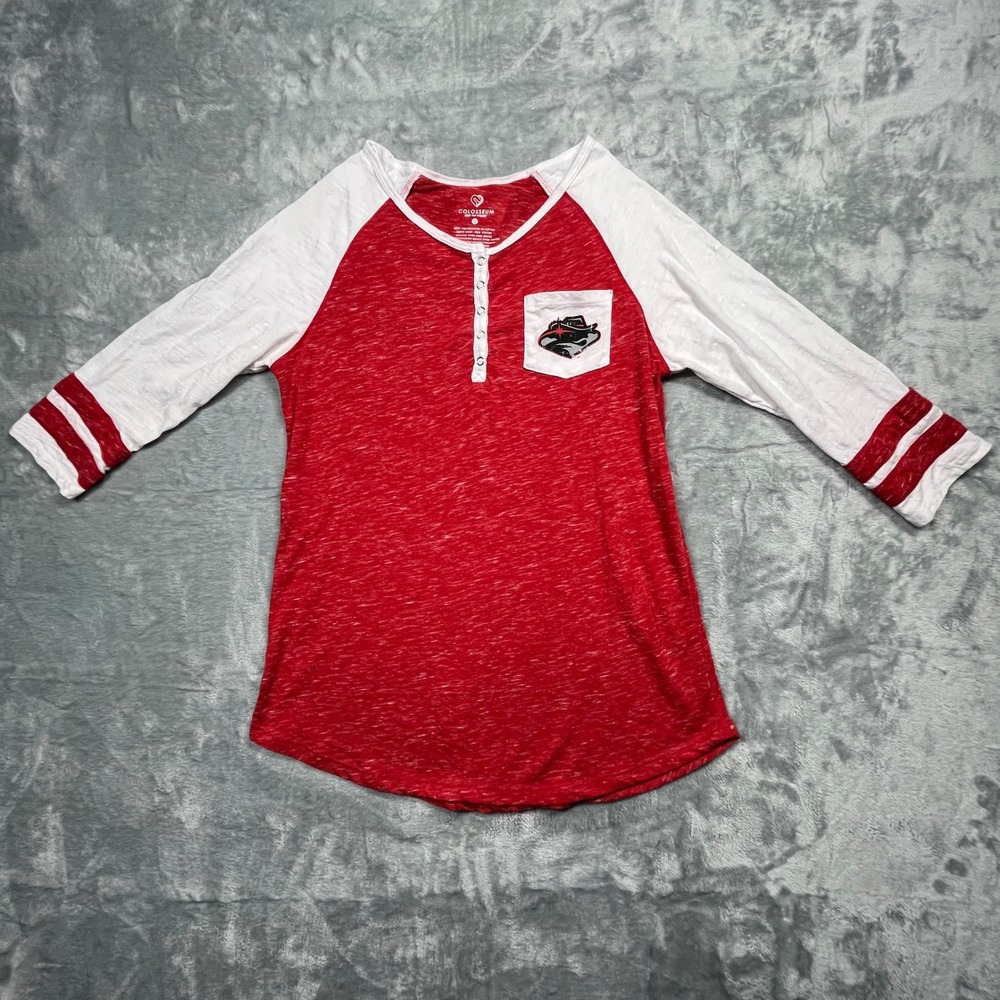 UNLV Rebels Womens Small Red White Space Dye 3/4 Sleeve Striped‎ Pocket